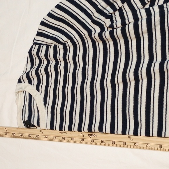 J Crew Mens T-shirt Sz L Long Sleeve Striped Blue Cream Fall Winter Basic Cotton - Picture 8 of 8